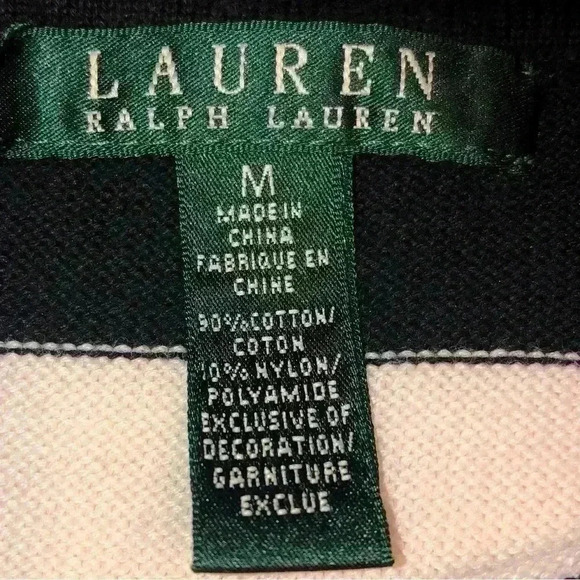 Ralph Lauren Boat Neck Black and White Striped sweater Sz M - Picture 4 of 7